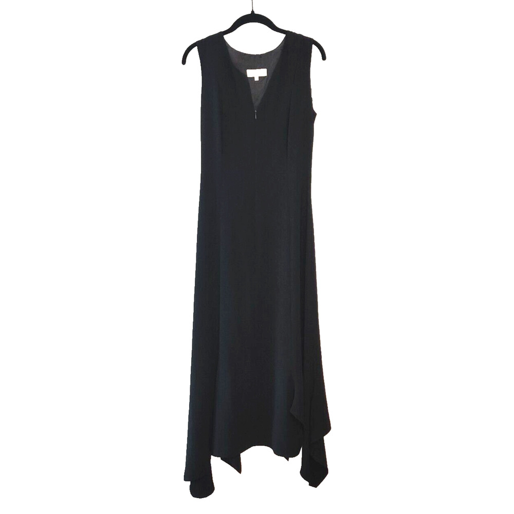 Ivan Grundahl Womens Front Zip Midi Dress Size 6 Black Sleeveless Lagenlook LBD